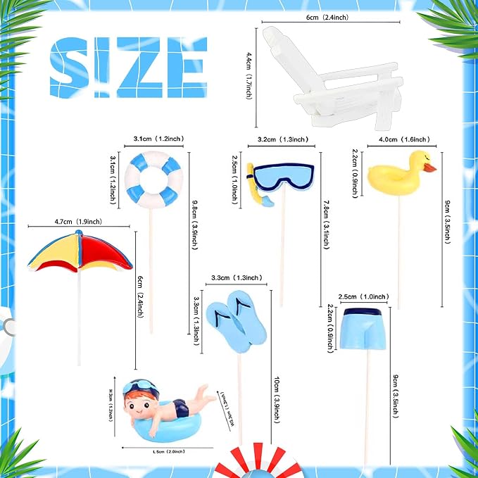 Swimming Pool Cake Decoration Beach Cake Decoration Swimming Pool Cake Topper Summer Beach Cake Toppers Summer Birthday Party Supplies Swimming Pool Party Supplies