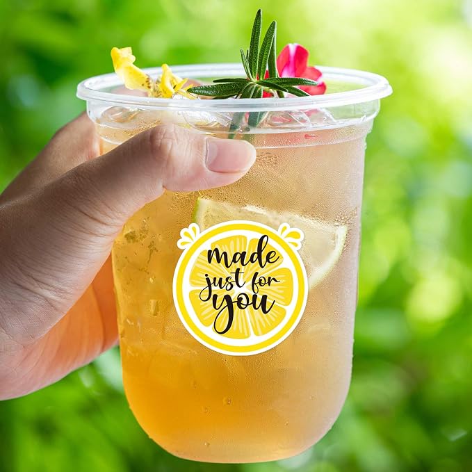 Made just for You Lemonade Stand Waterproof Label, Handmade Lemon Thank You Stickers
