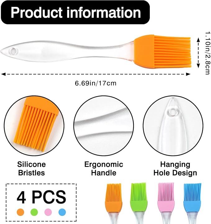 Silicone Pastry & Basting Brush – Heat-Resistant Cooking Brush for BBQ, Grill, Baking, and Kitchen Use