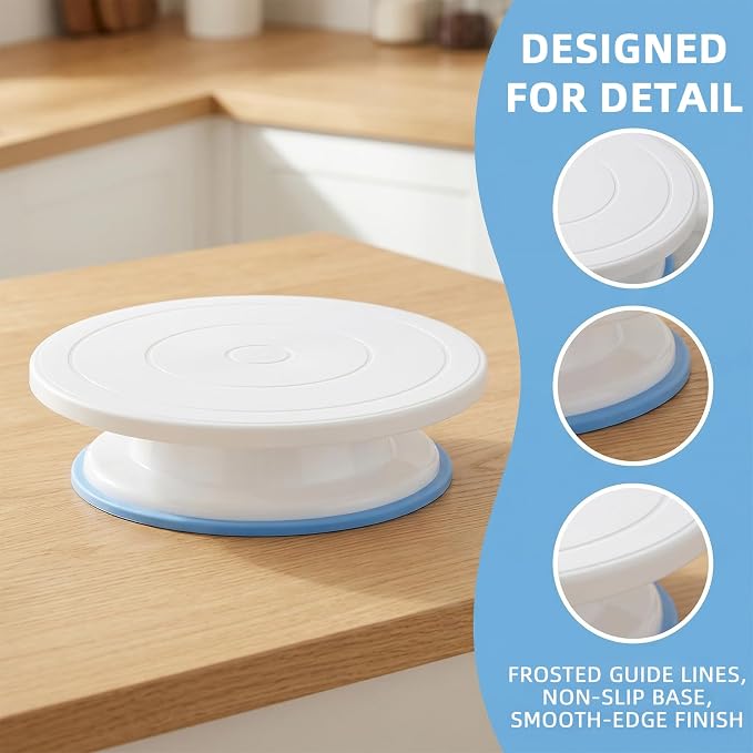 4 Pack 11 Inch Rotating Cake Turntable for Decorating, Smooth Cake Revolving Spinner Stand, Cake Stand for Baking Decorating Display
