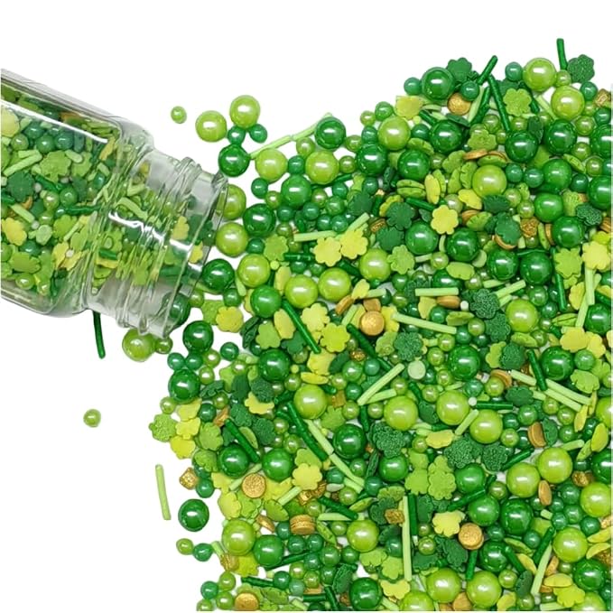 Edible Green Leaf Sprinkles for Cake Decorating, St Patrick's Day Green Sprinkle Baking Cake Cupcake Toppers Cookie Ice Cream Donut Decoration 95g/3.35oz