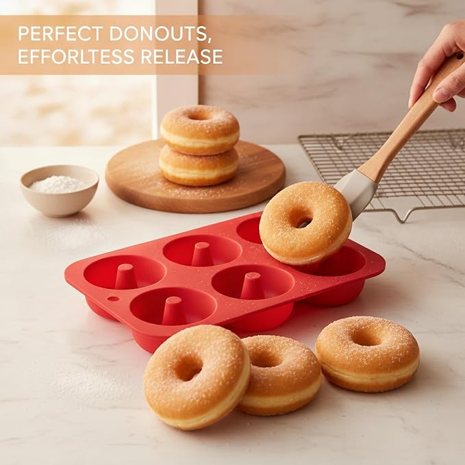 Silicone Donut Pan, 6-Cavity Baking Tray for Oven (1 PC)