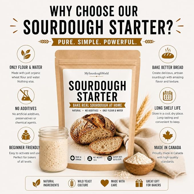 Dehydrated Sourdough Starter Culture – Natural Wild Yeast for Homemade Sourdough Bread – Easy Activation for Beginners – No Additives – MySourdoughWorld