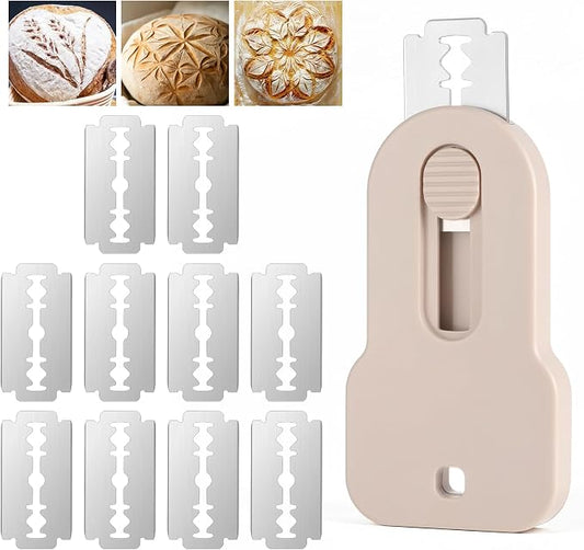 ElevateTech Bread Lame Sourdough Scoring Tool with 10 Replaceable Blades Bread Scoring Tool for Sourdough BreadBaking BreadMaking Tools Beige