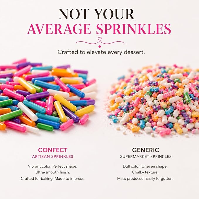 Confect Galaxy Pop Rainbow Sprinkles – Custom Blend Multicolor Jimmies – Edible Cake & Cupcake Decorating Toppings – Vegan, Gluten-Free, Nut-Free, Soy-Free, Dairy-Free, Palm Oil-Free – 4.2 Oz