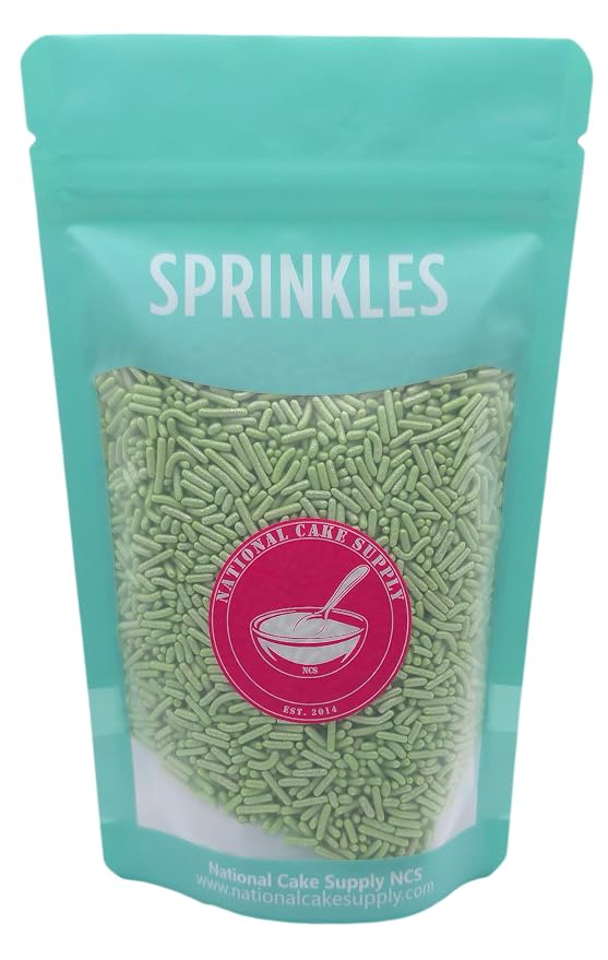 NCS Pearlized Green Jimmies Edible Sprinkles – Cupcake, Cake & Cookie Decorations, 7 oz