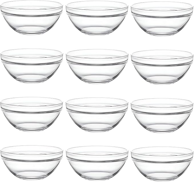 Small Glass Bowls for Cooking Prep, Clear Glass Bowls Perfect for Pre-measuring Spices for Cooking and Baking, Side Sauce Prep, Set of 12 (1.5 Fl Oz)
