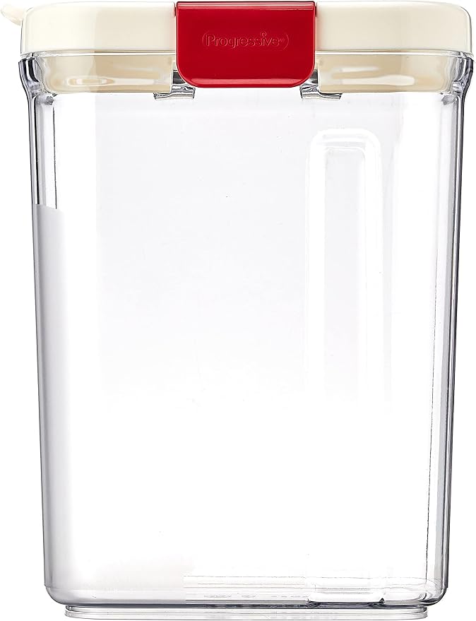 Progressive PrepSolutions Sugar Keeper – Airtight Storage Container for Keeping Sugar Fresh, BPA-Free, 2 lb Capacity, Easy Pour Design, White/red
