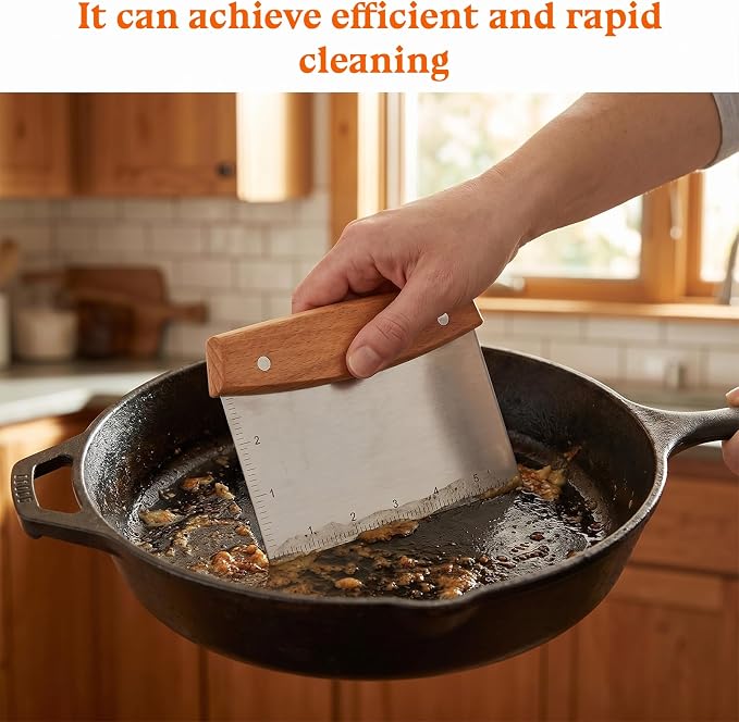Dough Scraper and Cutter Stainless Steel Multipurpose Bench Scraper for Bread Kitchen Gadgets for Pastry Pizza Bread Food Cutter Cooking