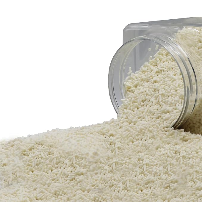 Decorating Sprinkles By FirstChoiceCandy- 2 LB - Colorful Jimmies Great For Topping for Bakery, Ice Cream, and Confectionary - Kosher Sprinkles In a Resealable Container (White)