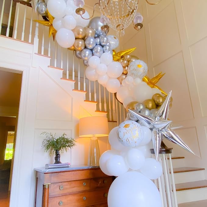 Voircoloria 90pack White Balloons Different Size 18/12/10/5 Inch Pearl White Balloon Garland Arch Kit for Wedding, Birthday, Graduation, Bridal Shower, Baby Shower, Bachelorette Decorations