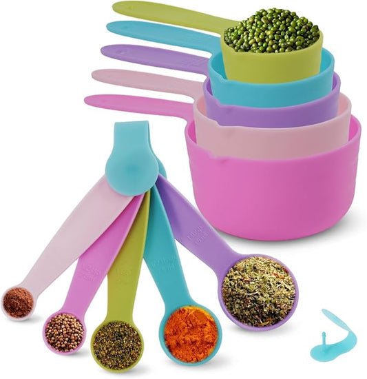 10PCS Measuring Spoons and Cups Set Stackable Nesting Cups Spoons for Cooking Baking Supplies, Kitchen Gadgets Essentials Tools
