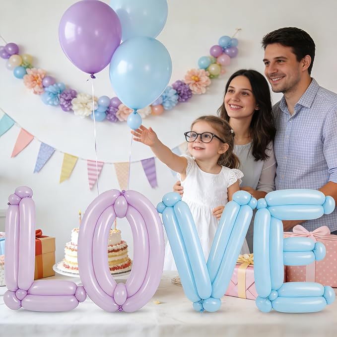 200 Pcs 260 Balloons, Pastel Long Latex Twisting Balloon Macaron Animal Balloon for Birthday Wedding Festival Party