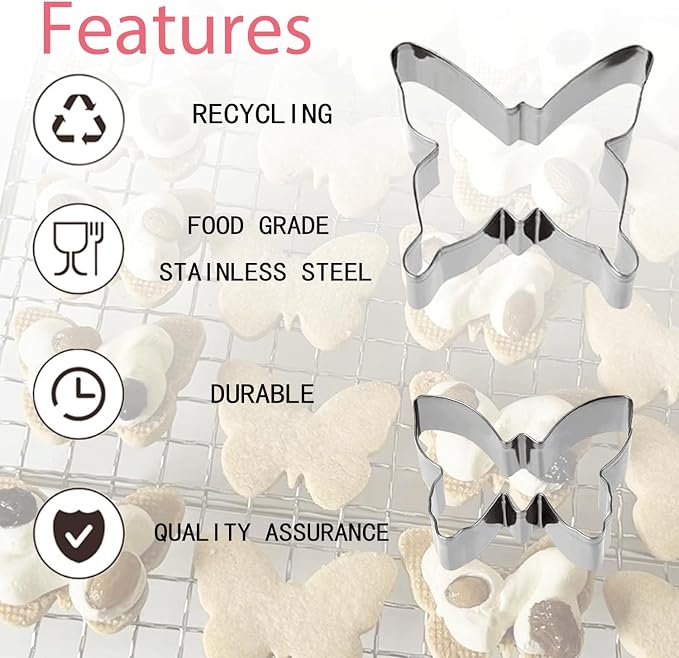 5PCS Butterfly Small Cookie Cutters Set holiday cookie cutter set for Baking Homemaking Cookie Biscuits Dough
