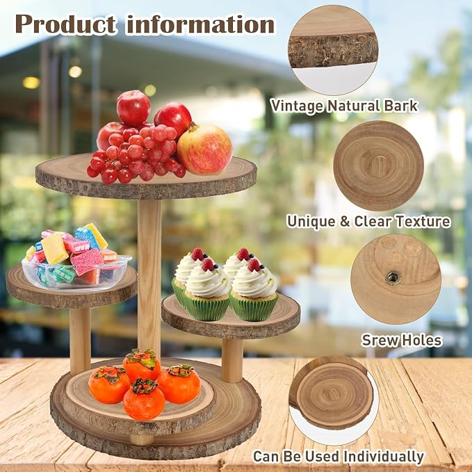 Cupcake Stand Display - Wood Dessert Cupcake Stand Party Wedding Cake Stand | 4 Tier Cupcake Stands for 50 Cupcakes, Cup Cake Tower Stand, Dessert Table Display Set Cake Stands for Birthday, Baby Shower