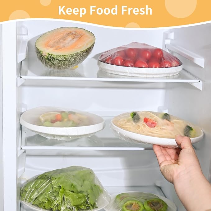 200Pcs Bowl Covers Shower Caps for Sourdough Bread Proofing Large Elastic Reusable Plastic Wrap for Food Storage Baking Rising Meal-Prep Fermentation BPA-Free Keep Food Fresh (14 Inch)