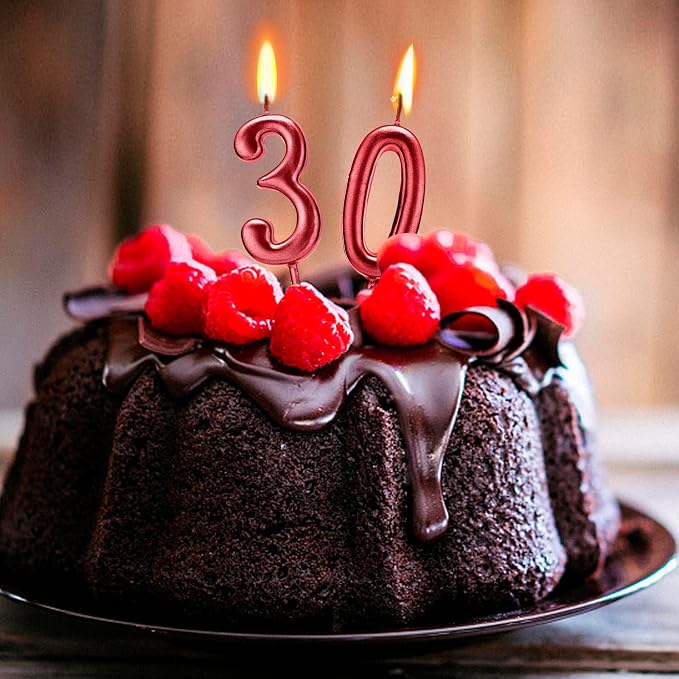 Beanlieve Red Numeral Birthday Candles - Cake Numeric Candles Number 0 1 2 3 4 5 6 7 8 9,Used for Cake Decoration on Birthday Parties and Wedding Anniversary Celebrations(10 Pieces)