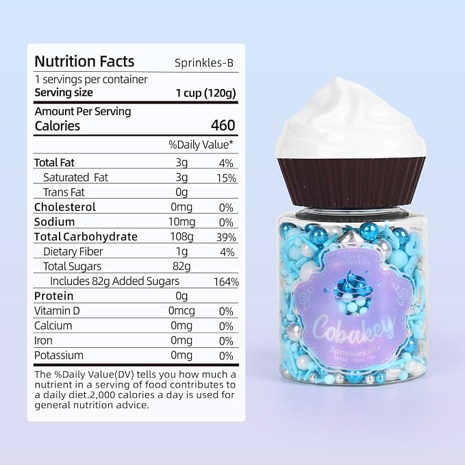 Blue Sprinkles for Cake Decorating 4.2 ounce, Edible Sprinkles for Cupcakes Topper Cookie, Cake Pop, Ice cream Toppings for Baking Party Celebrations