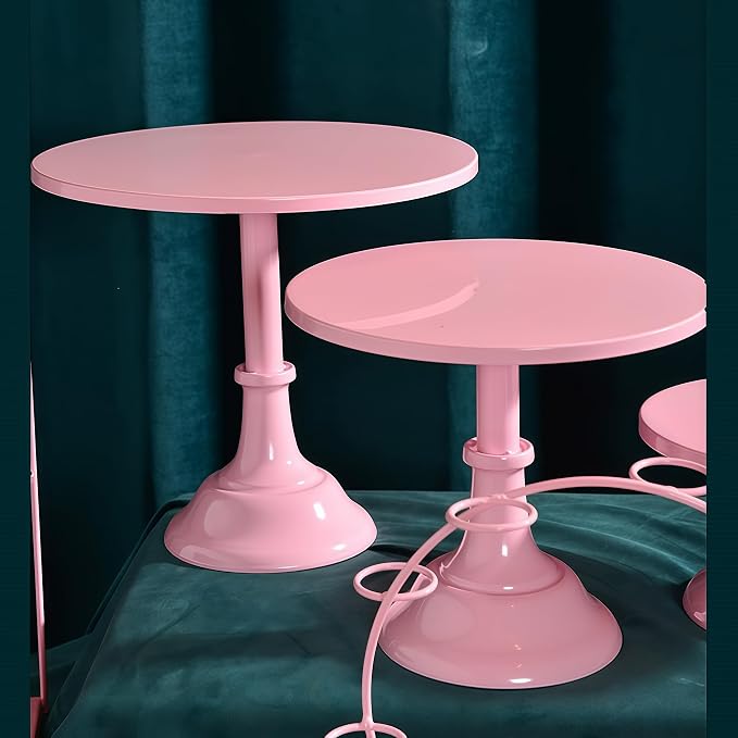 3 Pcs Metal Cake Stand Set 8/10/12 inch Dessert Table Display Perfect for Baby Shower Wedding Birthday(Pink)