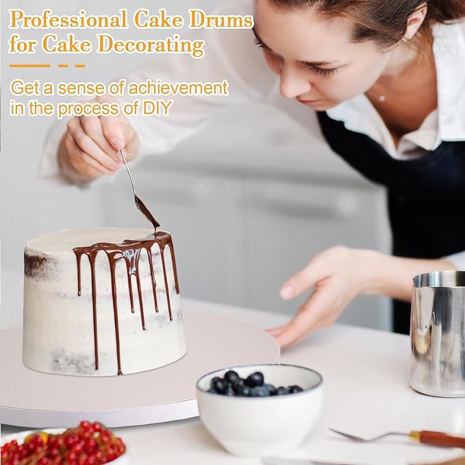 6 PCS Cake Drums 14 Inch, 14inch Drum, Cake Boards 14 Inch Round, 1/2" Thick Cardboard, Sturdy Circle, Base para Pastel Cardboard Base White Cake Boards for Wedding