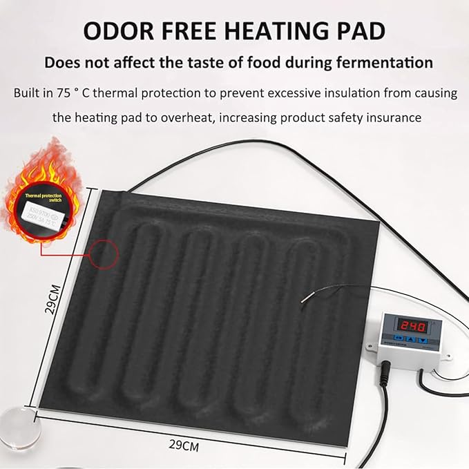 Proofing Box for Bread Making, Dough Fermentation Machine, with Temperature Control Function, Zipper Closure, Dough Proofing Kit, Suitable for Making Bread, Yogurt, Natto