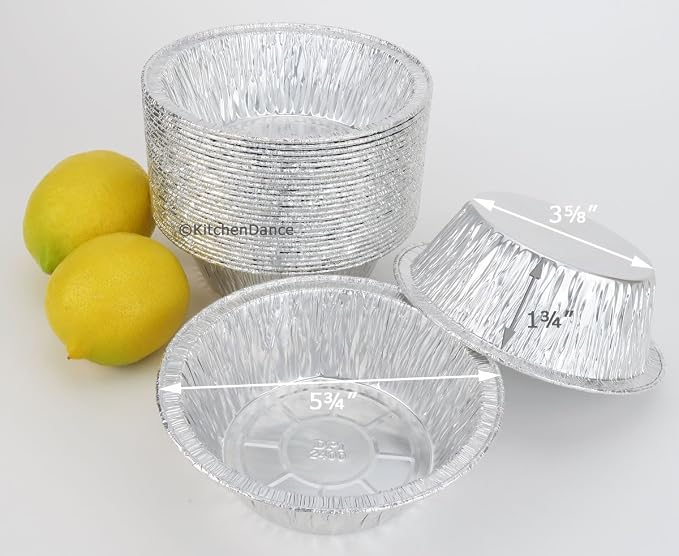 Durable Packaging Disposable Aluminum Foil Extra Deep Meat Pan with Clear Snap on Lid - 5 3/4 Round Oven Safe Pot Pie Pan, Baking Pan Perfect for Cobblers and Casseroles, 2400P (Pack of 50)