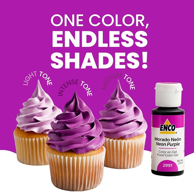 ENCO Food Coloring Gel Neon Purple 1.41 oz (40g) Concentrated, Vegan