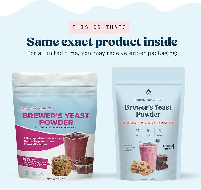 Mommy Knows Best Brewer's Yeast Powder for Breastfeeding Support, Gluten-Free, 15 oz