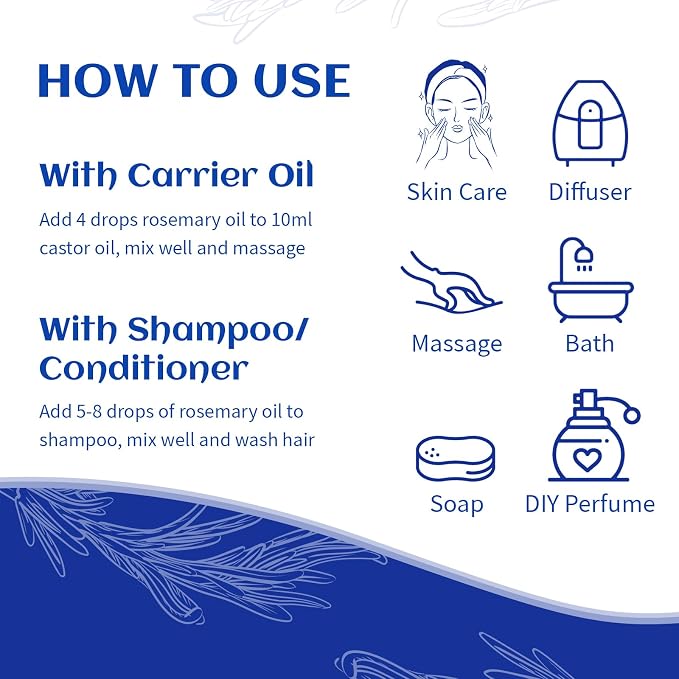 HIQILI Rosemary Oil for Hair Growth, Add to Shampoo & Conditioner - 16 Fl Oz