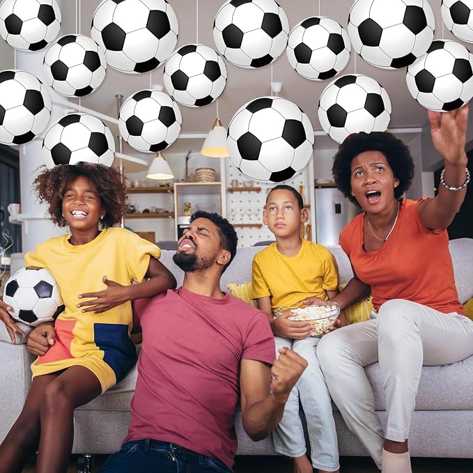 Vuzvuv 60Pcs 6In Paper Soccer Cutouts with 120Pcs Glue Points,Soccer Cut Outs Bulletin Board Decorations for Wall