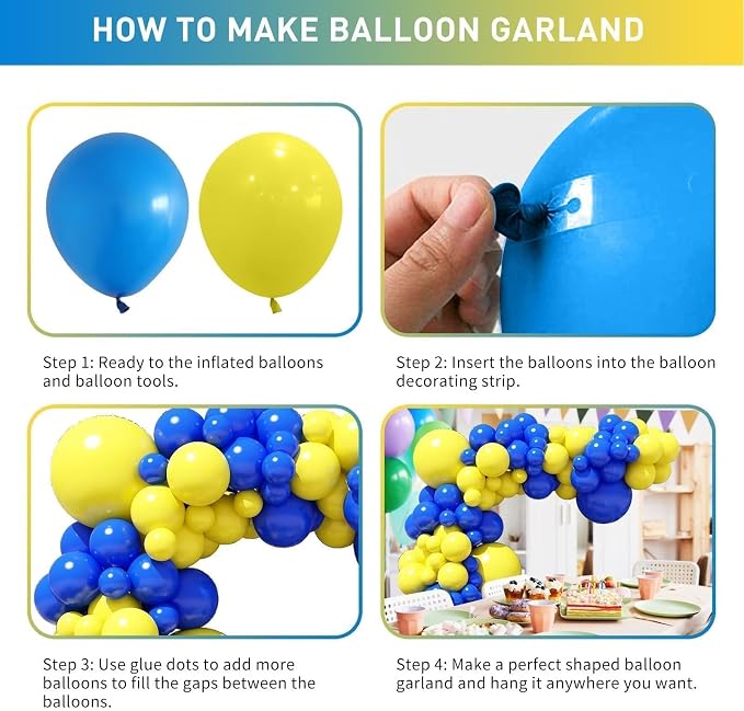 Royal Blue and Yellow Balloon Garland Kit, Graduation Balloons Royal Blue and Yellow Balloon Arch Kit with Different Sizes 18/12/10/5 inch Balloons for Graduation Birthday Anniversary Party Decoration