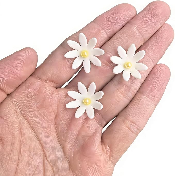 108 Count Edible Flower Cake Decorations, Small Edible Flowers, Sugar Flowers, Cakes & Cupcakes Toppers, Edible Dessert Decorations (0.8 Inch) (8 Petals White)