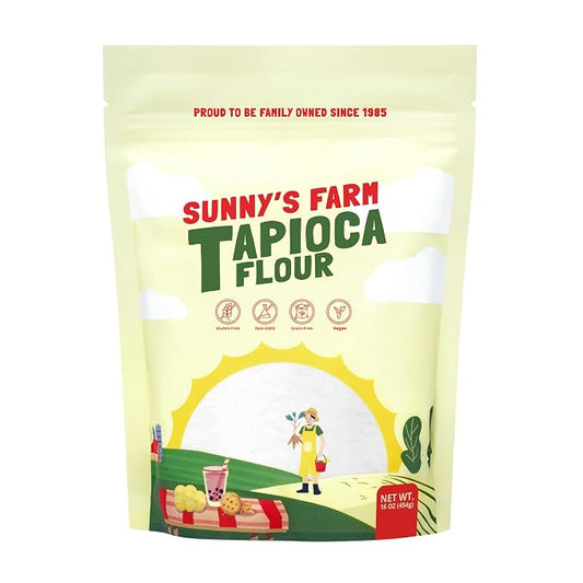 Sunny's Farm Tapioca Flour – Non-GMO, Gluten-Free, Grain-Free, Vegan Tapioca Starch for Baking, Cooking & Boba Tea – 16oz (Pack of 1)