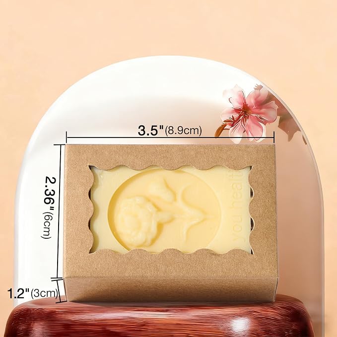 JCXGRVC 40PCS 3.5"x2.36"x1.2" Kraft Brown Soap Boxes with window, Homemade Soap Packaging Gift Boxes, Small Bakery Boxes for Macarons, Cookies & Candies, Wedding & Birthday Party Favors