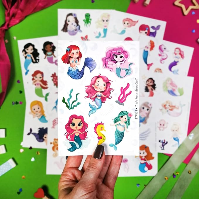 BulbaCraft Mermaid Stickers for Girls, Mermaid Decals for Laptop, Cups, Water Bottles, Gifts for Women & Men
