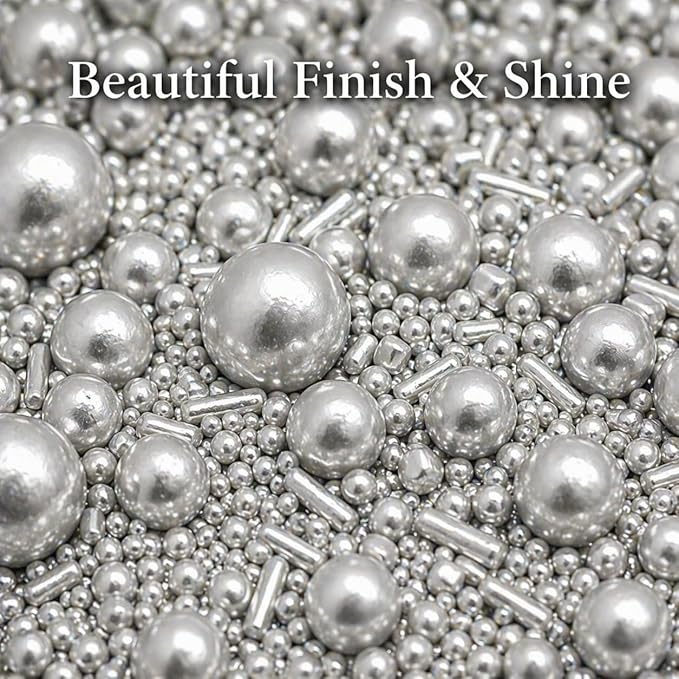 Confect Silver Pearl Christmas Sprinkles for Cakes & Cupcakes Decoration | Assorted Pack of 5 Metallic Shine Sliver Sprinkle Mix Dragees, Jimmies & Sparkling Sugar | Vegan, Gluten-Free, Soy-Free, Dairy-Free, Palm Oil-Free- 5 Oz