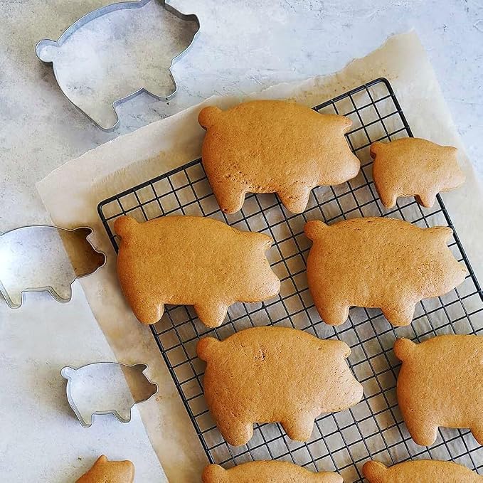 MrCookie Pig Cookie Cutters Set, 5pc Thickened Stainless Steel. | Sturdy food-grade stainless steel.5 sizes: 1.37-4.52in.For cookies,sandwiches,DIY.