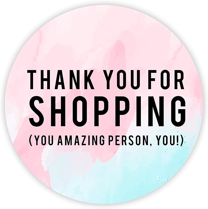 Andaz Press Round Small Business Sticker Labels, 120-Pack, Watercolor Thank You for Shopping, You Amazing Person, You!, Packaging Stickers, Product Labels for Small Business Thank You Stickers