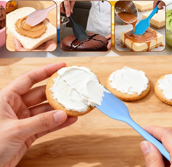 Silicone Spatula, Silicone Spatulas Heat Resistant, Food Grade Rubber Non-Stick Rubber Spatulas with Stainless Steel Core, for Baking, Cooking, Mixing (1, Classic Blue, 8 * 1.6 inch)