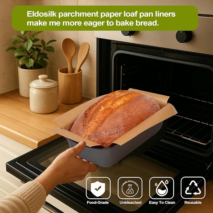 Unbleached Parchment Paper Loaf Pan Liner - Precut 9''x5'' Non-Stick, Fits 8.5''x4.5''/10''x5'' Loaf Pans, Heat-Resistant 430°F BPA-Free Food-Safe for Bread Baking (200 Pcs)