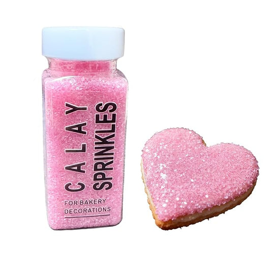 Pink Sprinkles for Baking, Pink Sanding Sugar Crystals, 4.23 ounces Edible Sparkling Coarse Sugar Sprinkles for Cake Decorating, Cupcake Topper, Cookie Toppings, Wedding Birthday Christmas Supplies