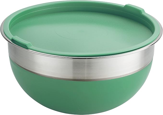 Tramontina 10 Pc Covered Stainless Steel and Silicone Mixing Bowl Set (Mint Green)