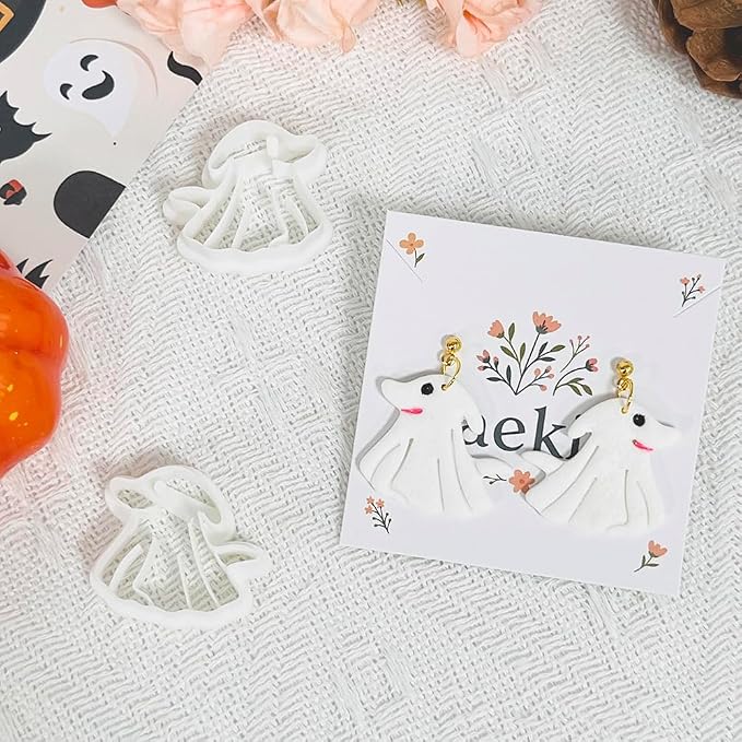 Xaekicr Halloween Ghost Dog Polymer Clay Cutters – Cute Clay Earring Cutters for DIY Jewelry Making, Polymer Clay Molds and Craft Tools, Set of 2