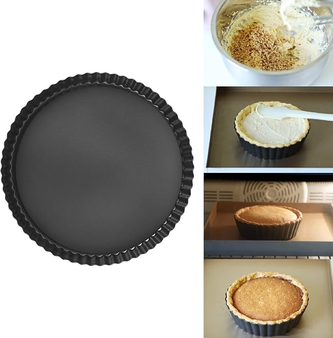 Tart Pan Quiche Pan Multifunctional Thickening Nonstick Deep Baking Dish Pie Plate Tools with Removable Bottom for Home Kitchen Dining(13 in)