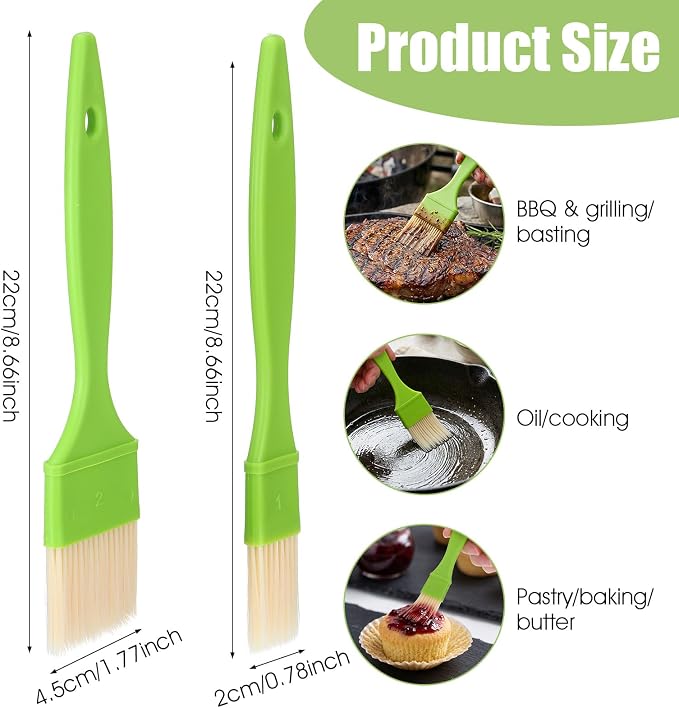 4pcs Pastry Brush Set, 1/1/2/2 inch Natural Bristle Basting Pastry Paint Brush with Hang Hole Design Premium BBQ Heat Resistant Brushes for Cooking Baking Brushes Oil Grilling Marinade