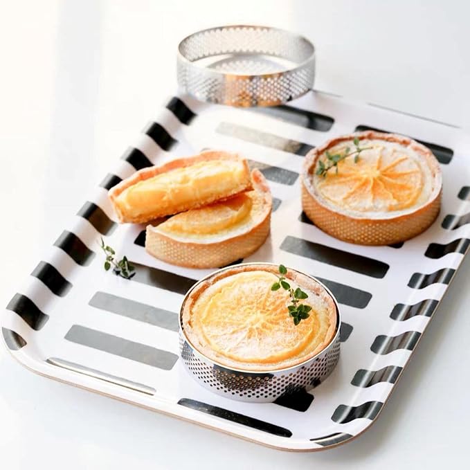 3Inch Tart Rings for Baking Stainless Steel Nonstick & Vented Tart Molds,Perforated Pastry Molds,Rust-Proof,Easy Release Crusts,Fruit Tarts, Pie Crusts & French Dessert Tart Pans for Home Bakers
