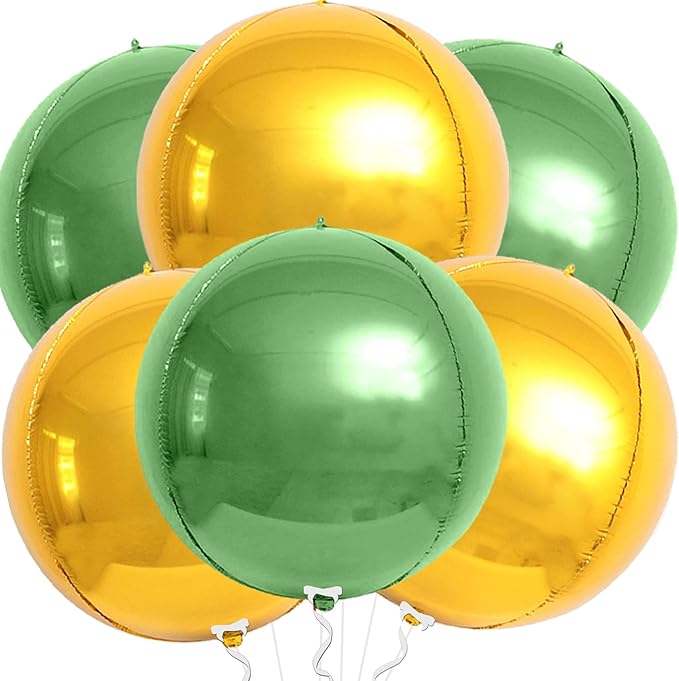 KatchOn, Sage Green and Gold Foil Balloons – 22 Inch, Pack of 6 | Mylar Balloons for Birthday, Engagement, Christmas, Bridal Shower | Green and Gold Party Decorations | Globos Verdes Y Dorados