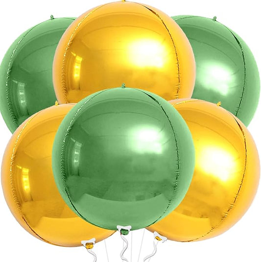 KatchOn, Sage Green and Gold Foil Balloons – 22 Inch, Pack of 6 | Mylar Balloons for Birthday, Engagement, Christmas, Bridal Shower | Green and Gold Party Decorations | Globos Verdes Y Dorados
