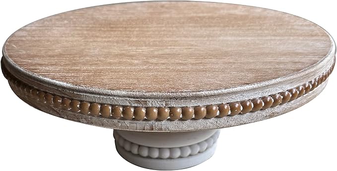 dwellington Large Round Wood Risers for Display, 11.75" Decorative Rustic Farmhouse Cake Stand Pedestal Tray for Home and Kitchen Decor