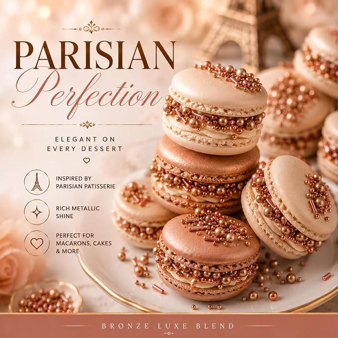 Confect Fusion Rose Gold Metallic Sprinkles Mix - Edible Cake Decorating Pearls, Rods & Sugar Crystals for Cupcakes, Cookies & Cakes | Vegan, Gluten-Free, Nut-Free, Soy-Free, Dairy-Free, Palm Oil-Free- 4.2 Oz